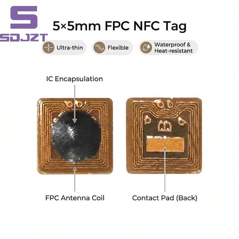 1/5/10PCS Programmable 5*5mm Micro FPC NFC RFID Tag Sticker 1mm Reading Range For Access Control And Supply Chain Management