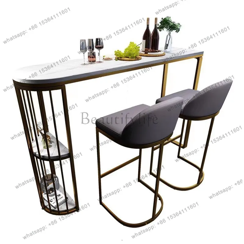 Nordic rock slab bar table simple household light luxury family partition wall high table