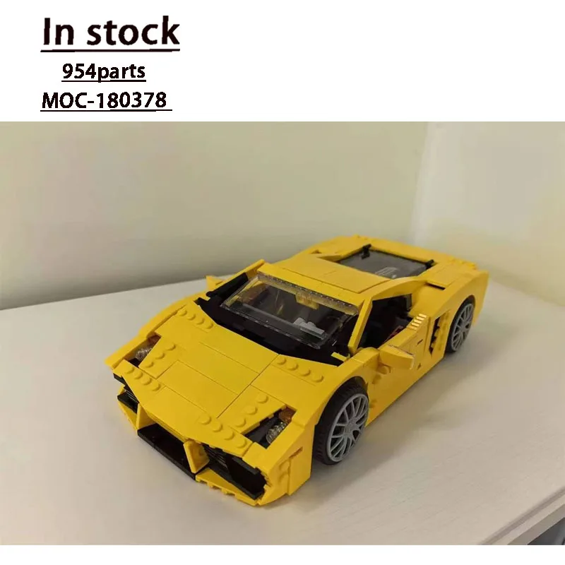 

MOC-180378 Yellow New Urban Sports Racing Car Building Block Model 954 Pieces Boys' and Children's Birthday Christmas Toy Gift