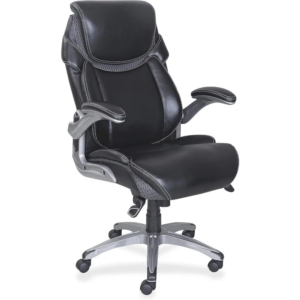 

Executive High-Back Bonded Leather Chair in Black for Wellness by Design