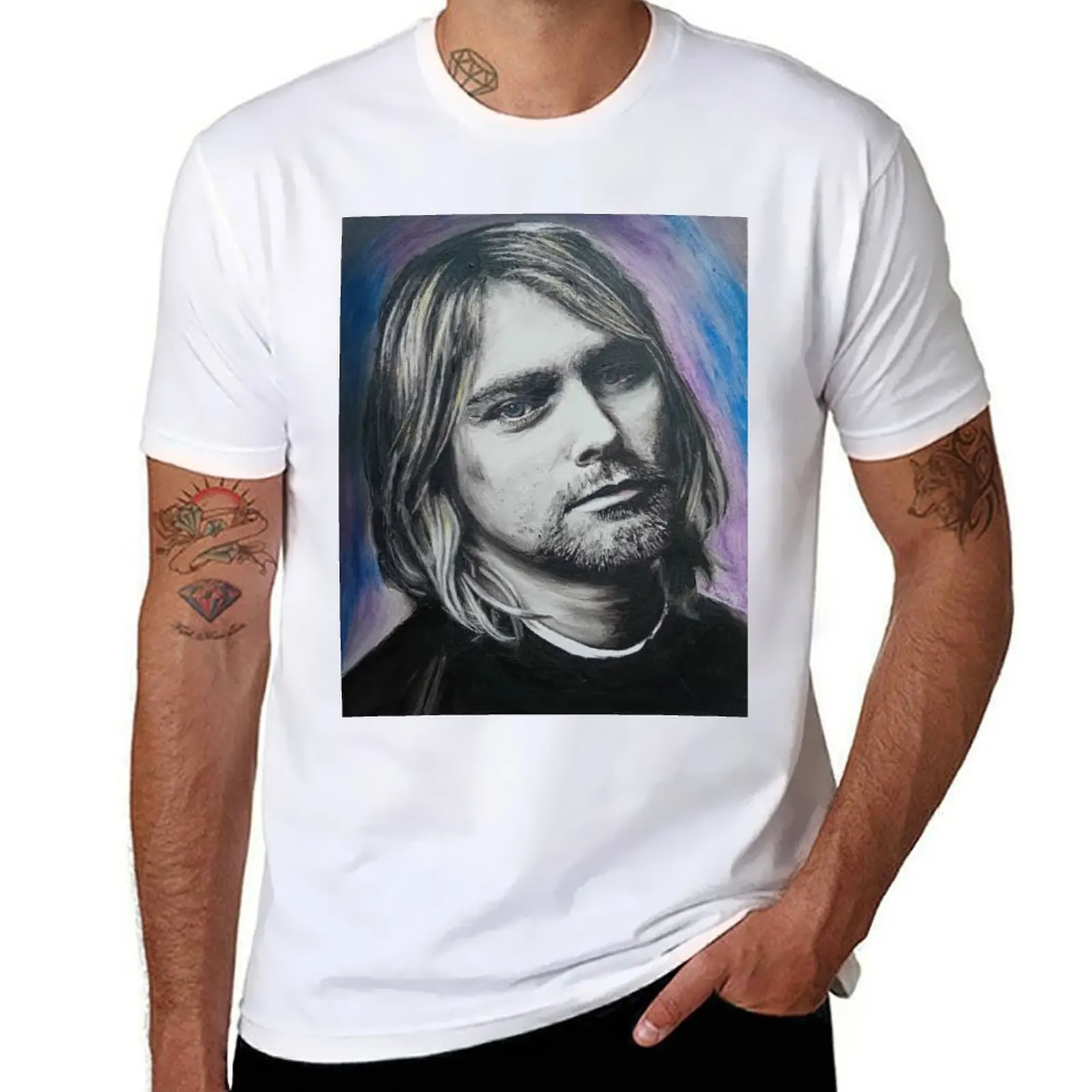 

Kurt Cobain Painting T-Shirt Luxury man summer shirt gifts for boyfriend oversized t shirts for men