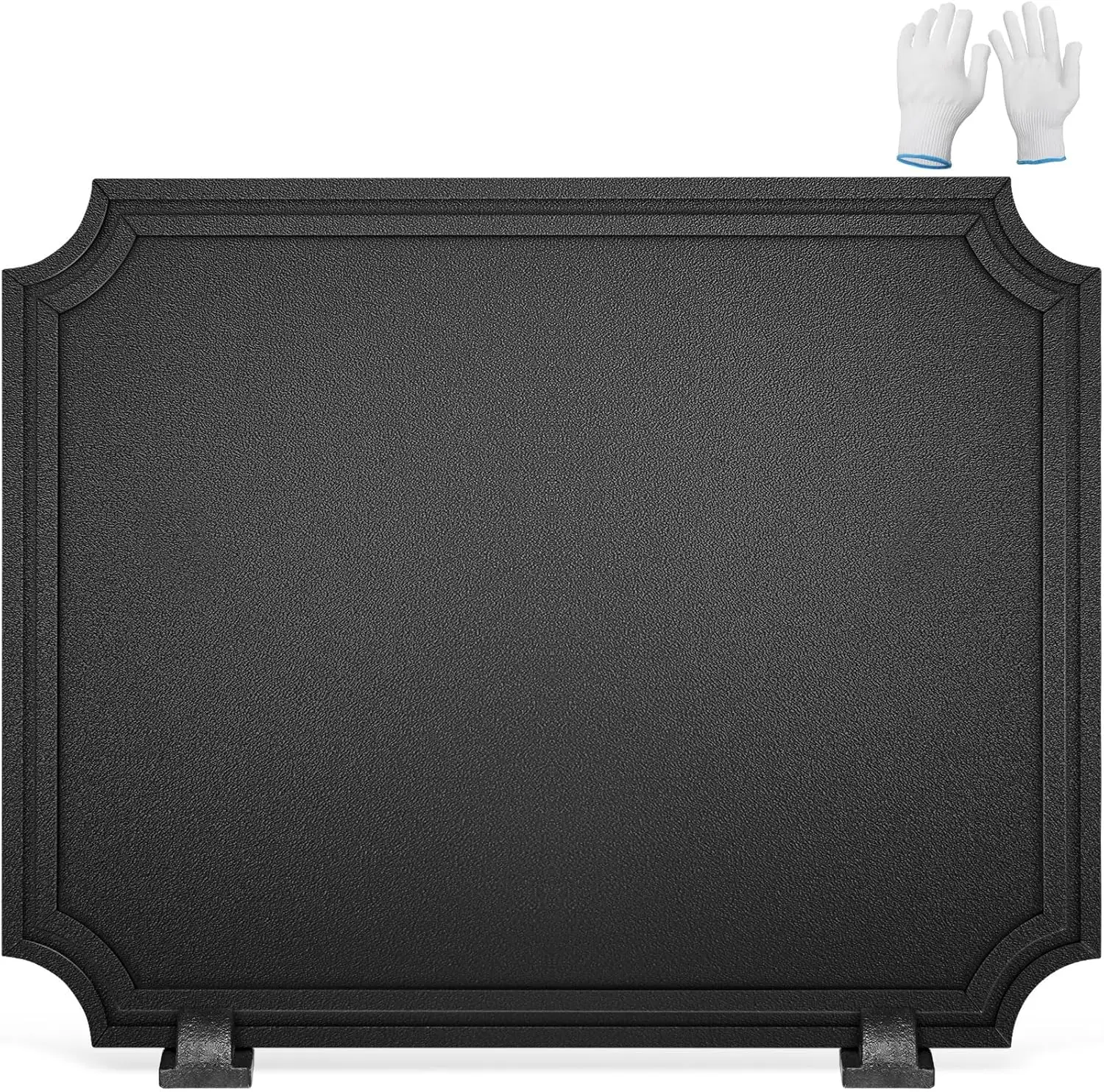 

22 Inch Fireback for Fireplace- Iron Fireplace Back Plates with Feet, Fireplace Wall Protection, Fireplace Heat Reflect, Blac