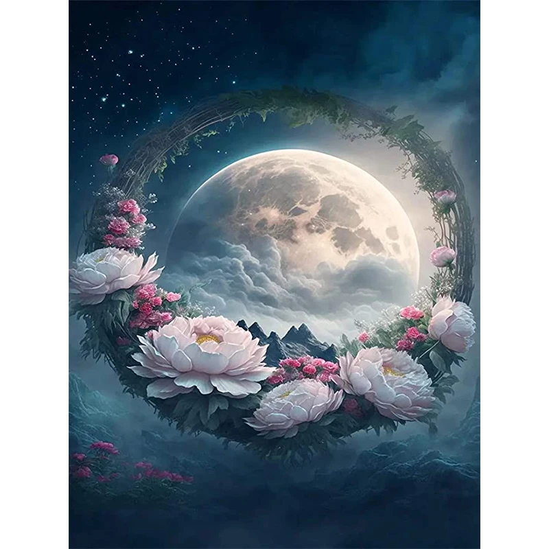 

Bloom Flower Full Square/Round Drill DIY Diamond Painting garland Lotus Embroidery Cross Stitch Diamond Mosaic Moon Landscape