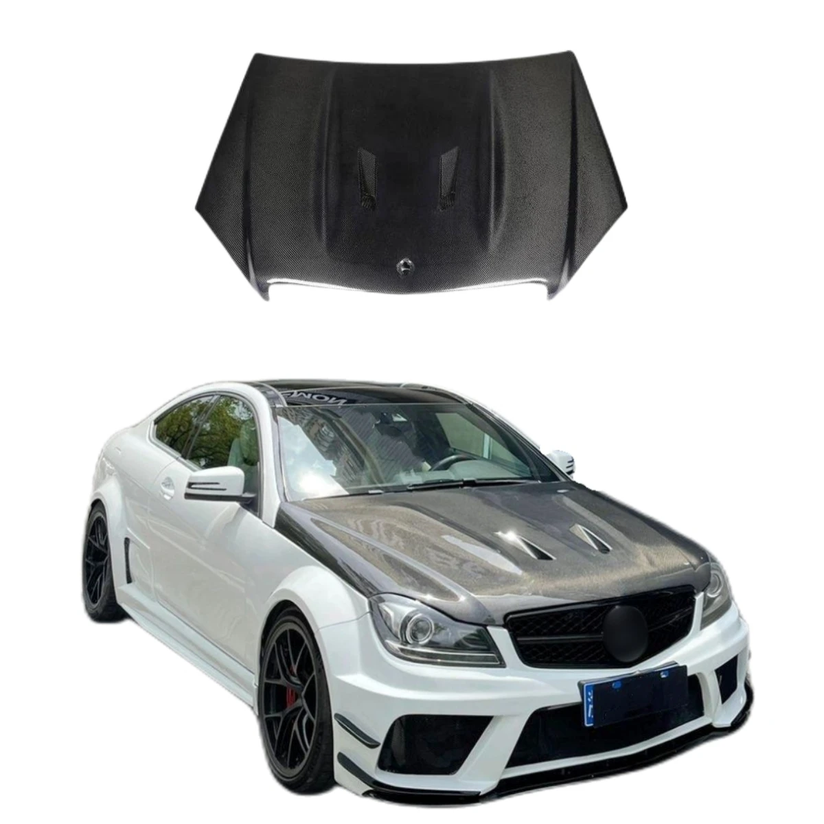 

Carbon Fiber Front Bonnet For Mercedes C-Class W204 C63 Coupe Sedan Engine Hood Body Kit Black Series Style