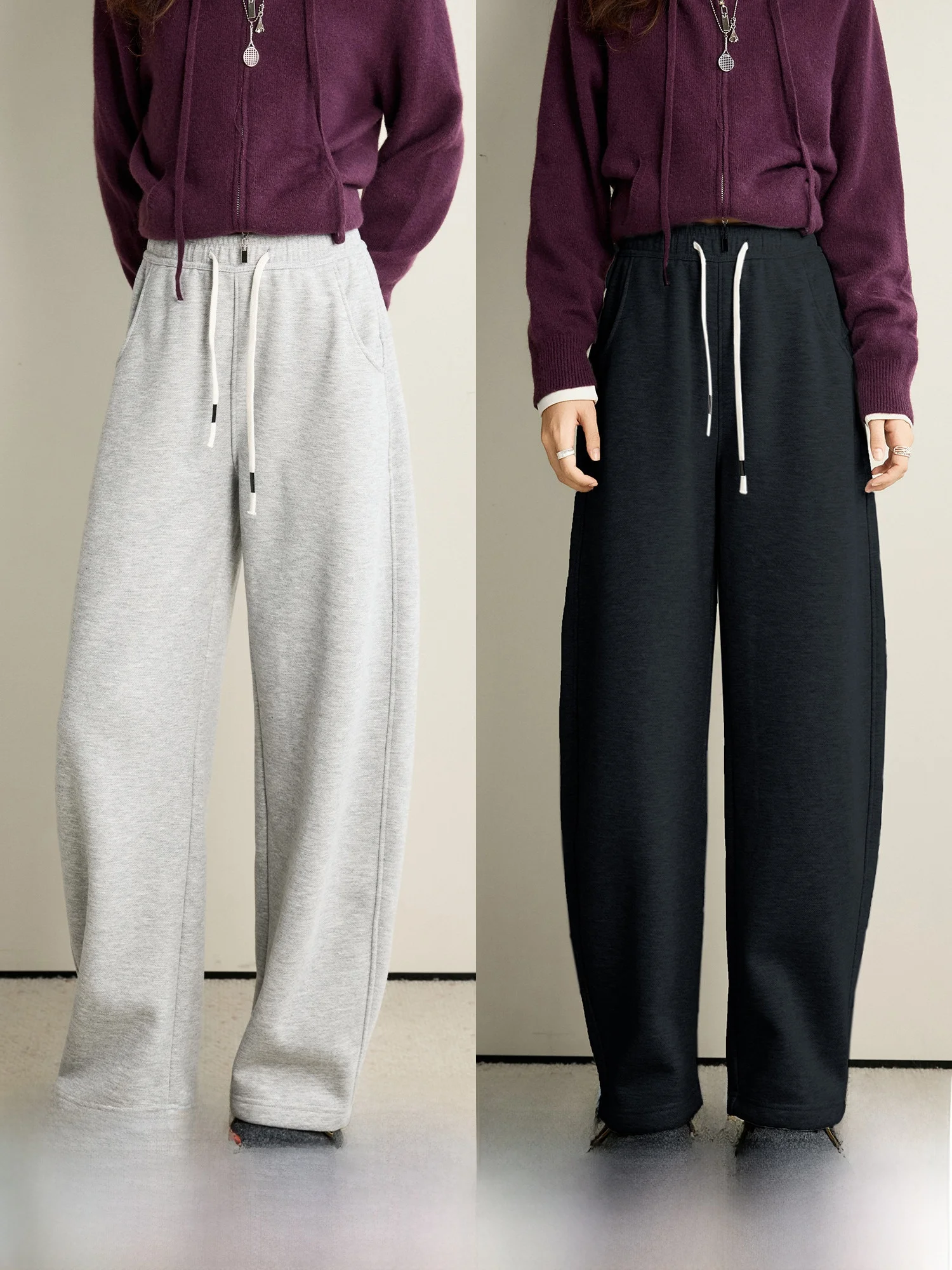 

Skin-Friendly Thi Fce Dstring Waist Winter Warm Casual Pants Women Versatile Loose Fit Polyester Blend Comfortable