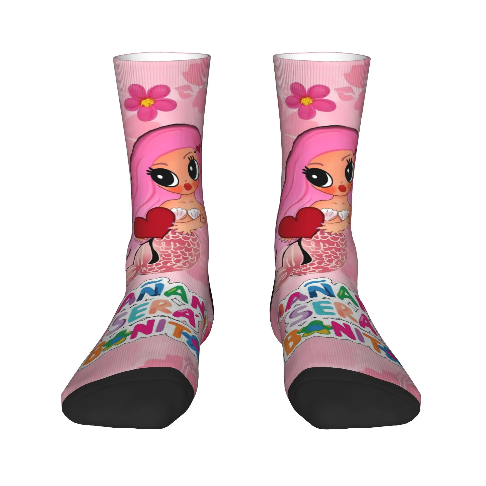 

K-Karol G Manana Sera Bonito Hibiscus Print Stockings Men Socks Leisure Socks Winter Outdoor Sports Non-Slip Pattern Socks