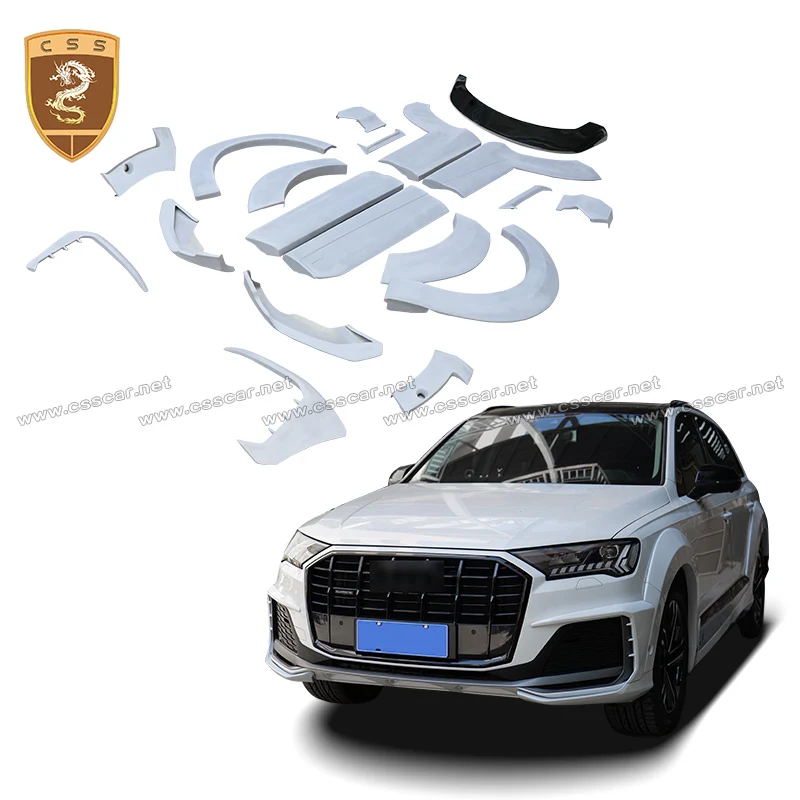 For Audi Q7 2020 2021 2022 AT Style FRP Car Top Spolier Wing Front Rear Wrap Angle Spoiler Lower Lip Wheel Arch Trim Eyebrow