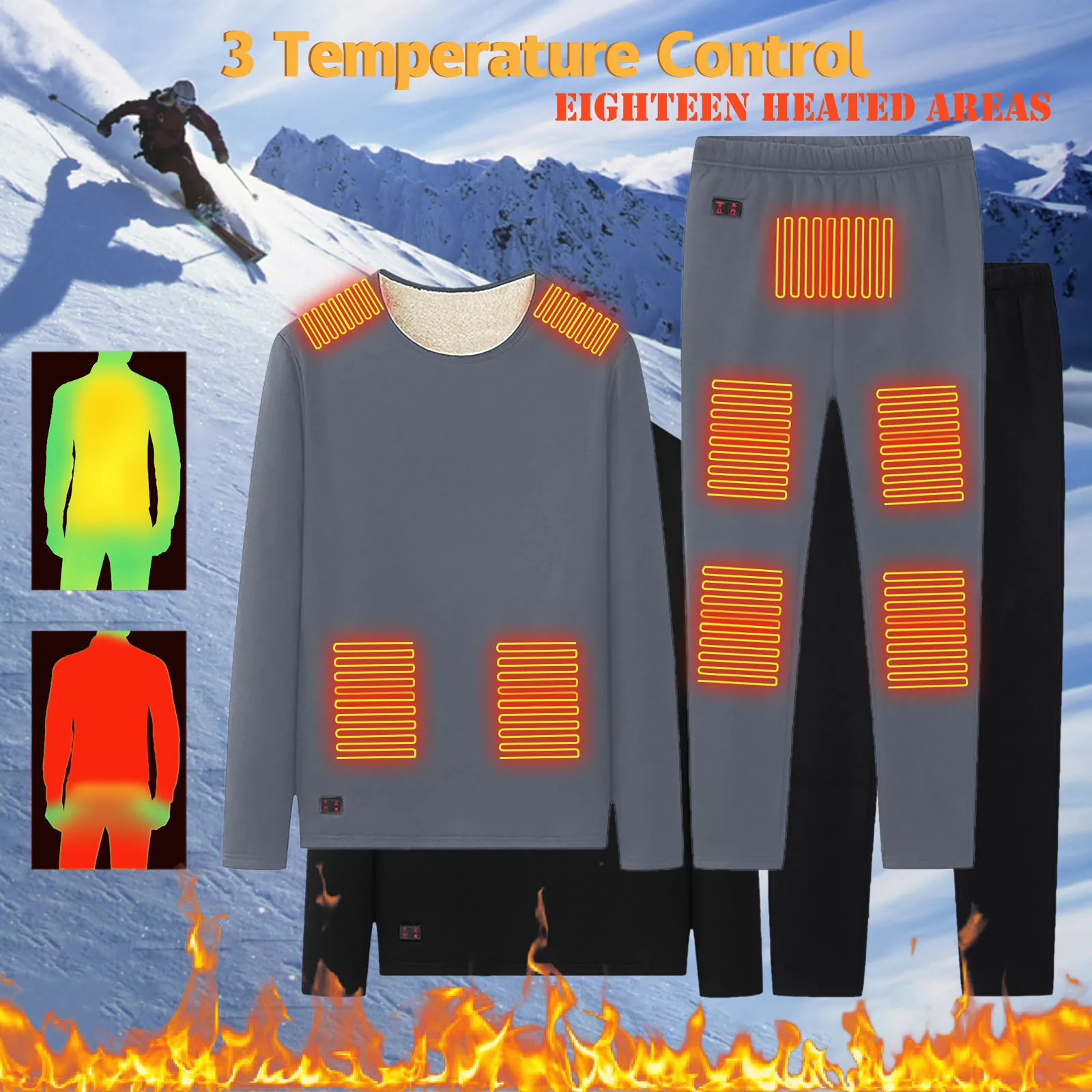 

Men And Women Couple Heating Set USB Charging 18 Arear Three Gear 2 Costume Pant Sets Sweatshirts Hoodies Clothing Male Set