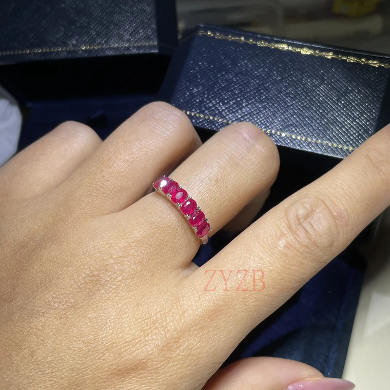 

925 silver 100% natural 5CT rubyring, suitable for women's fashionable party jewelry engagement gift