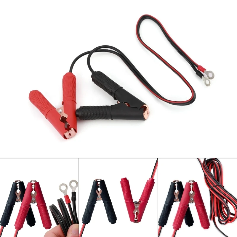 60cm/1m/2m/3m Car Battery Power Wire Line Cable Power Emergency Line with Jump Starter Alligator Clamp Battery Inverter Cable