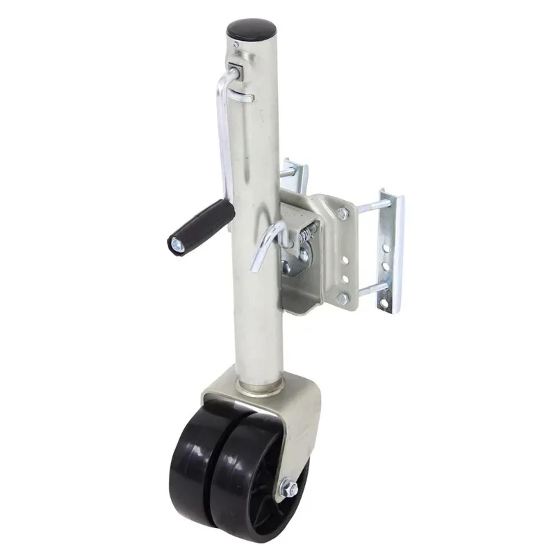 RV Parts Accessories 6 Inch Double Solid Wheel Sidewind Round Swivel Trailer Jack with Bolt on Capacity 670KG Jockey Wheel Boat