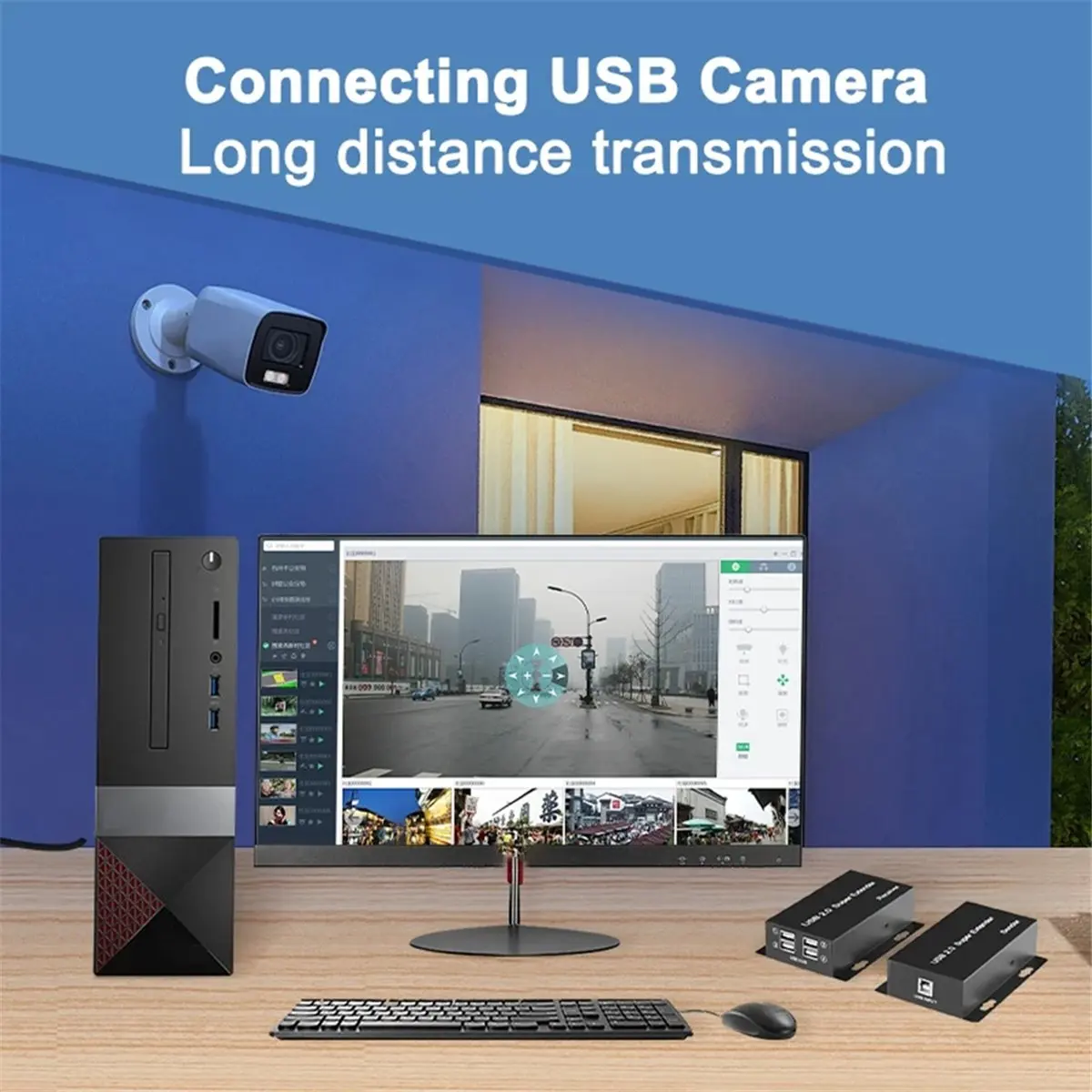 

*ABAB USB 2.0 Super Extender 50M Prolong over CAT6 Cable 4 Port USB HUB Extension for Webcam Camera Printer U Disc EU PLUG
