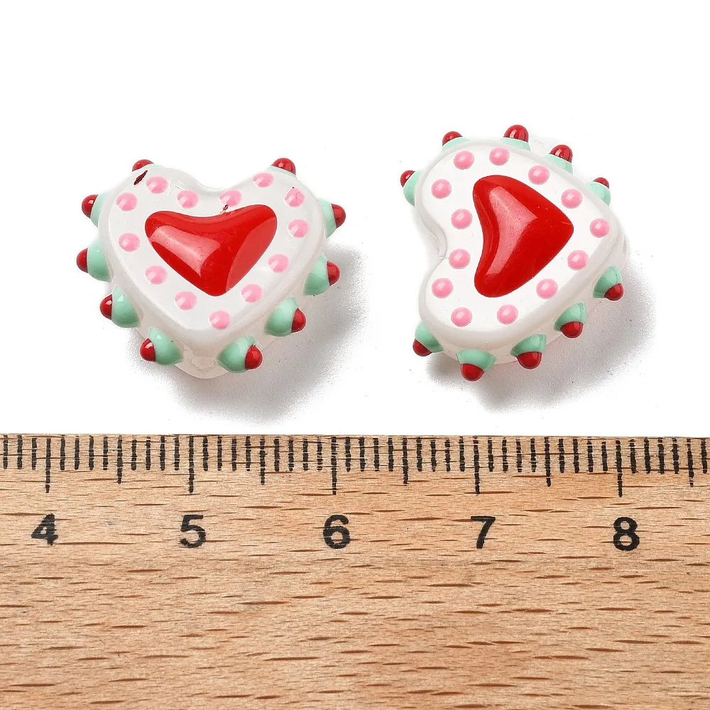 PandaHall 25 Stück Backlack-Glasperlen in Herzform, Emaille-beschichtet, 16-17x18x7mm, 1,2mm Loch für DIY Schmuck- und Halskettenherstellung – Detail 20