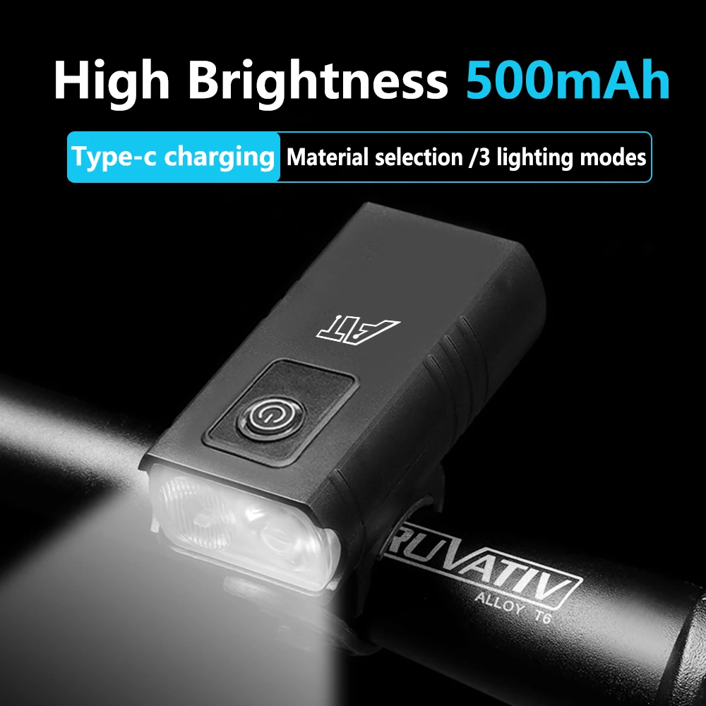 

Cycling Bicycle Headlight 2 T6 Bead Bike Front Light Rechargeable MTB Road Bike 3 Lighting Modes Flashlight for Night Riding