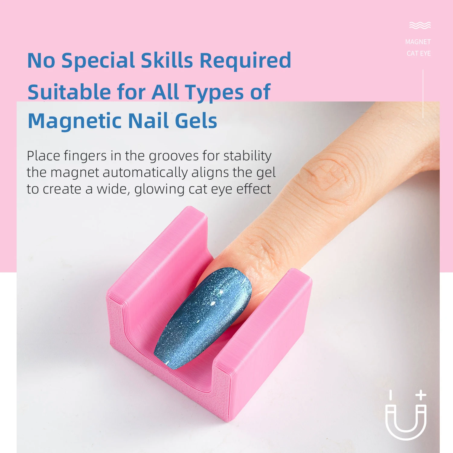 1/2 Pcs U-Shaped Nail Art Tool Cat Eye Gel Polish Enhancer for French Manicure, Automatic Full-Field Glow Effect DIY Stand