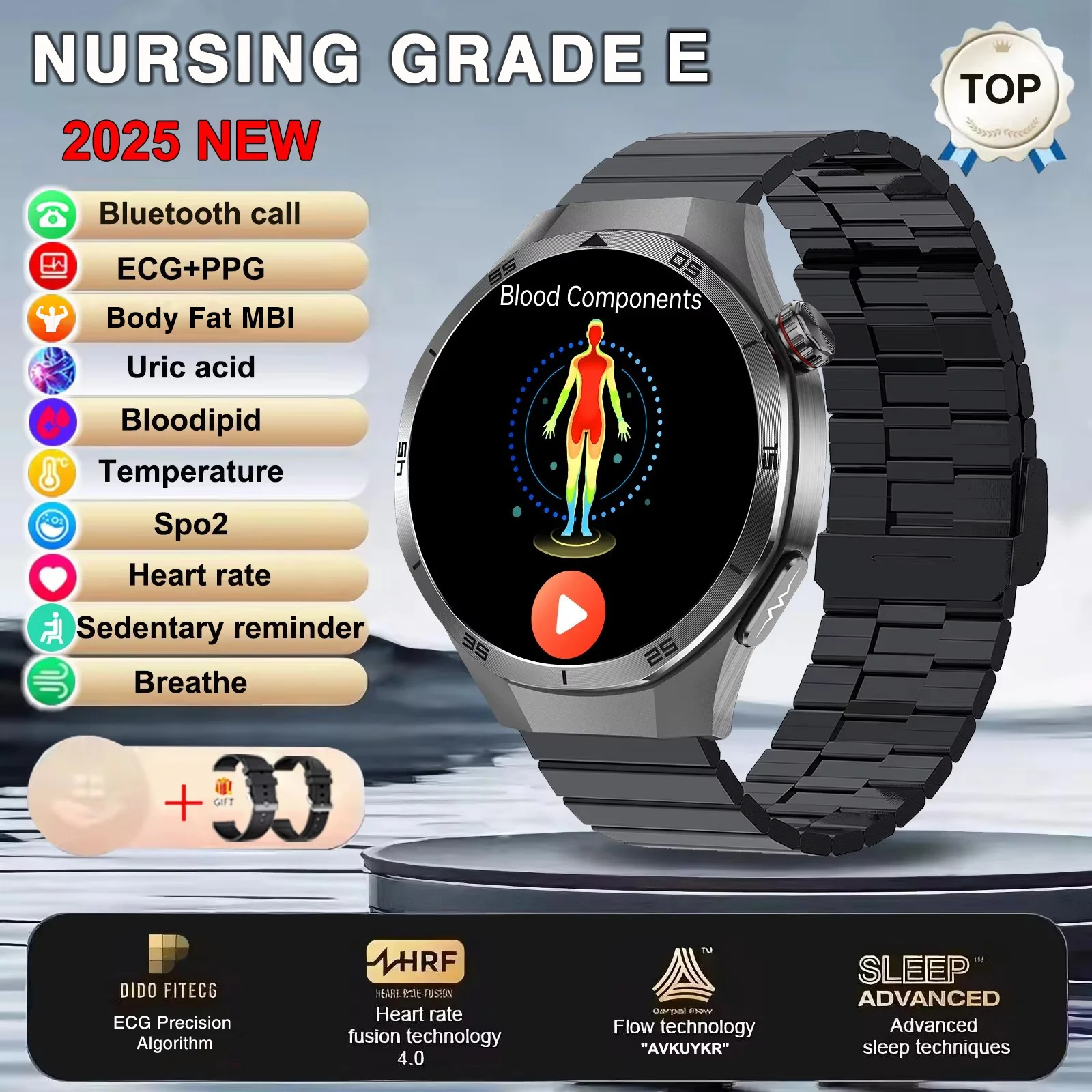 2025 New For HUAWEI ECG+PPG Three High Smart Watch Lipids Uric acid Blood pressure Smartwatch Men NFC Sport HD Call Health Clock