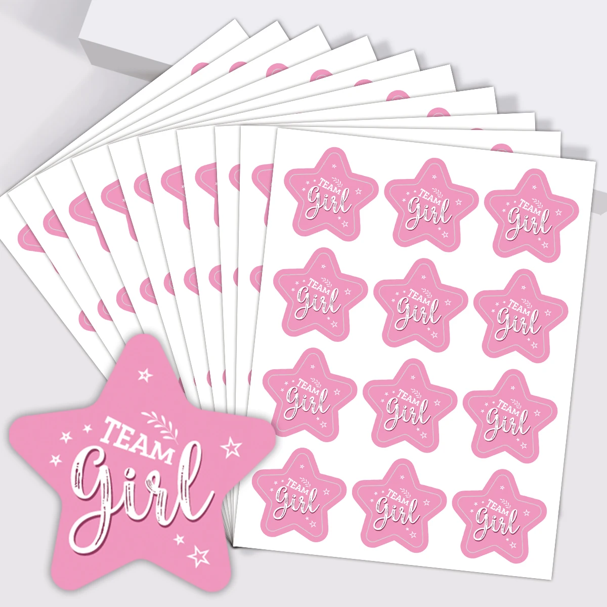

10sheets Team Girl Boy Stickers,Pink Blue Color Star Design,Baby Shower Party Favor,Gift Wrapping Labels,Diy Scrapbooking Decals