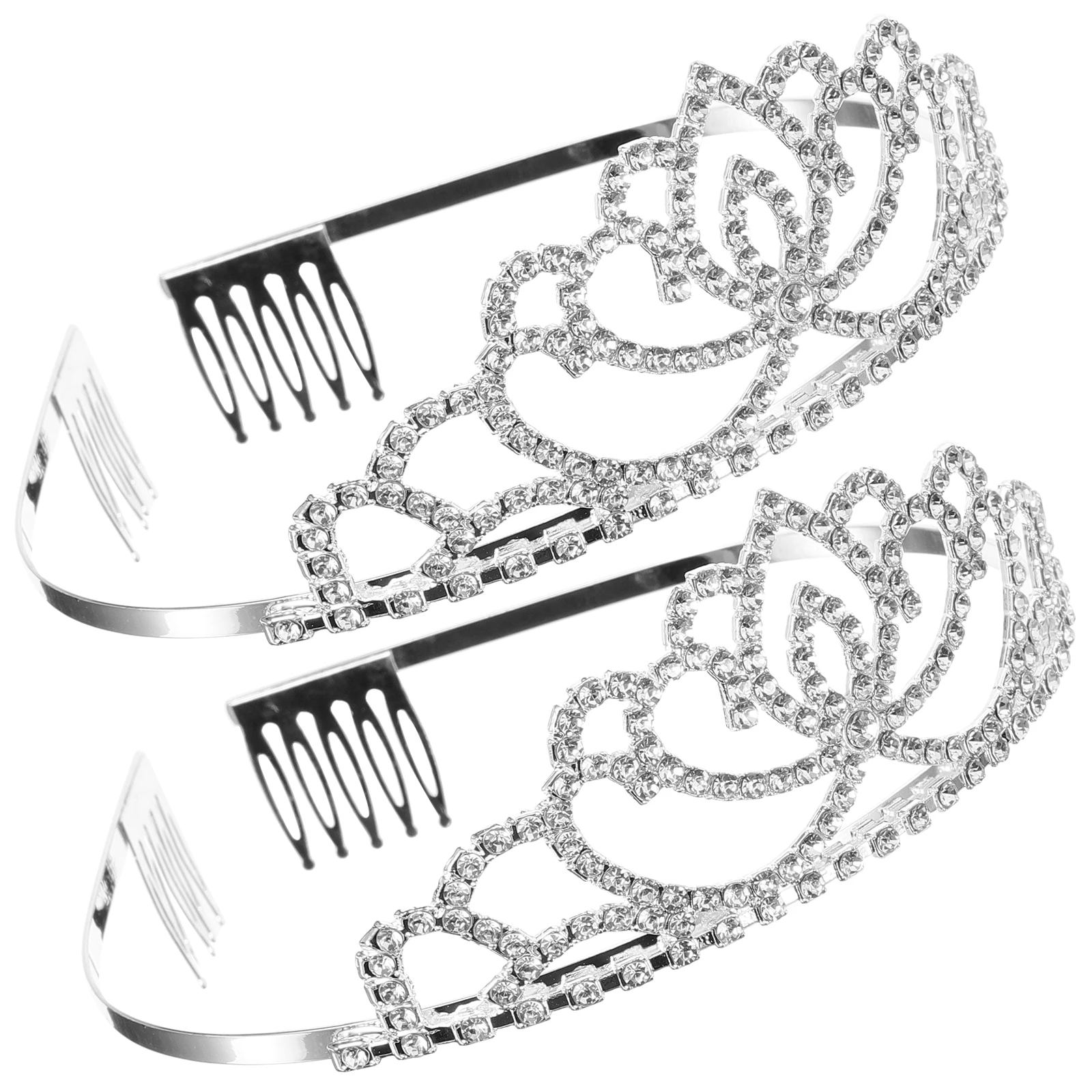 

Rhinestone Crown 2pcs Rhinestone Headb Delicate Alloy Crystal Tiaras Pink Princess Bridal Wedding Party Accessories