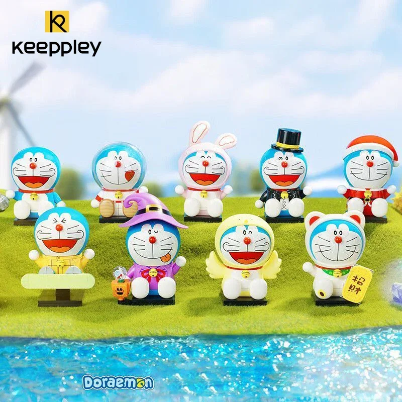 

New Doraemon Keeppley Building Block Original Dingdang Cat Street View Decoration Model Cartoon Anime Children's Toy Girl Gift