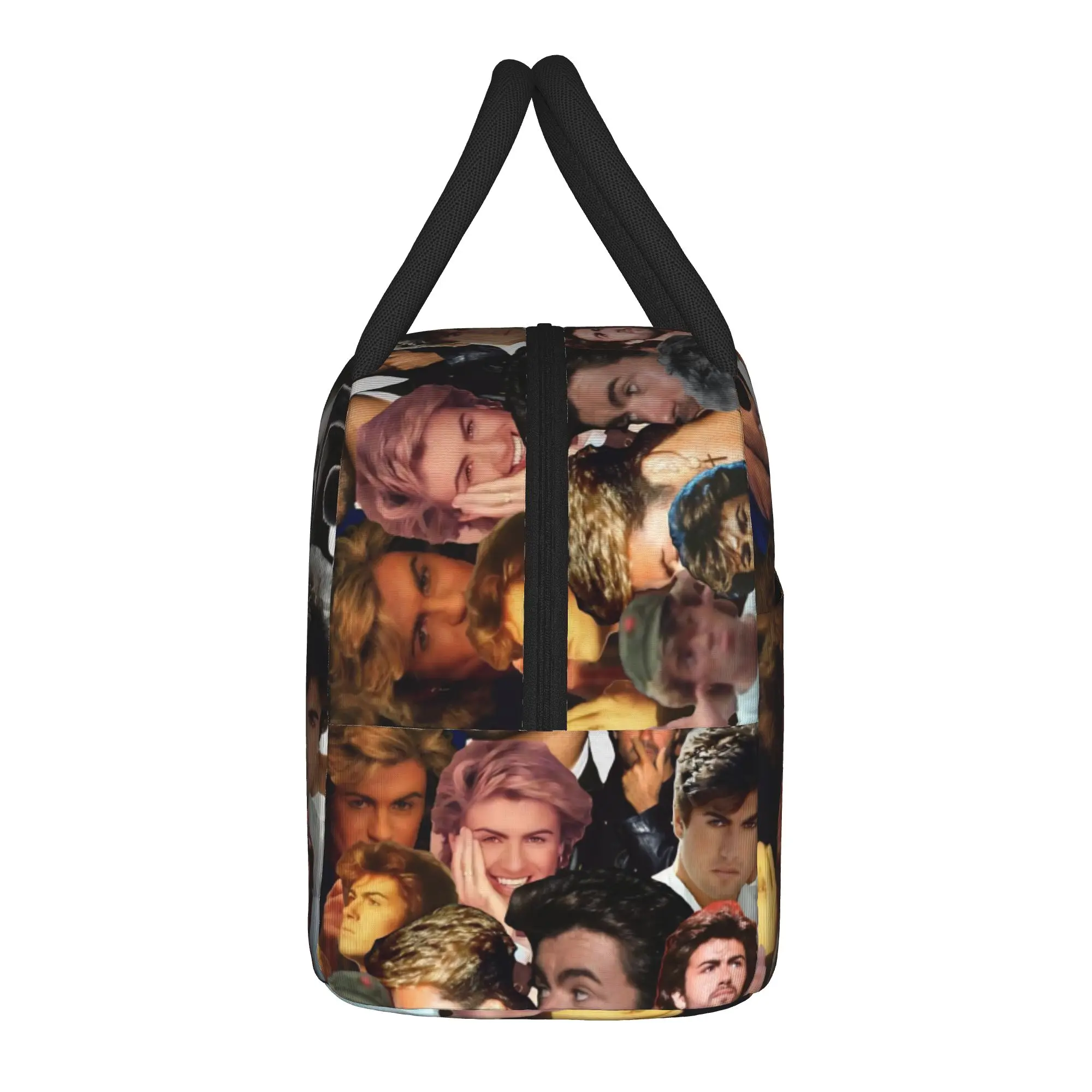 George Michael British Singer Lunch Bag  Travel Lunch Box For Child Cute Designer Tote Food Bags Oxford Convenient Cooler Bag