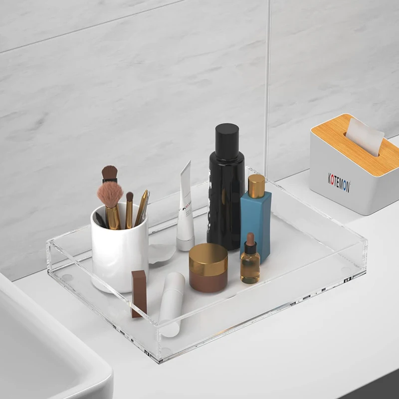 4mm thickness, 37*26*5.5cm Customized Acrylic Rectangle Decorative Catchall Organizer Storage Tray