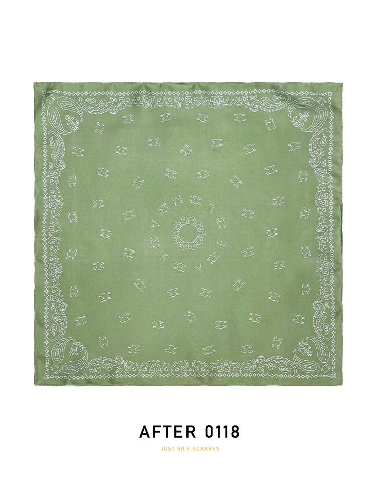 シルクスクエアスカーフ-レディース-シンプル-レトロスタイル-マルベリーシルク-水玉模様-ピクセルレター-シルクツイル-小さな正方形スカーフ