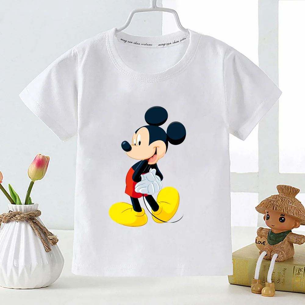 Warm skin-friendly children's T-shirt pure cotton light short-sleeved Disney Mickey Mouse print top soft summer clothing