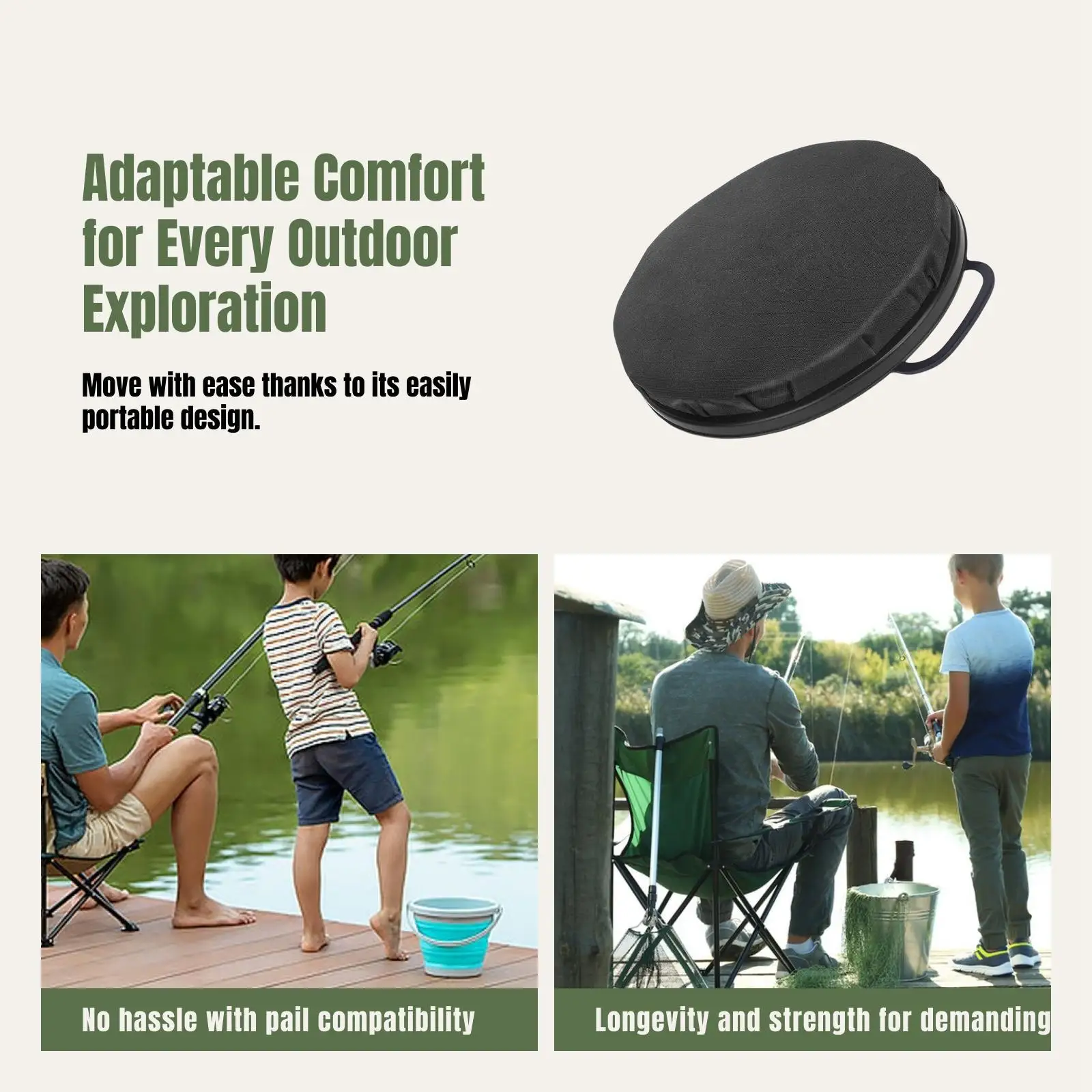 Bucket Seat Stool Portable Cushion Bucket Seat Lid 360 Degree Swivel Seat for Car Repairing Gardening Hunting Baseball Fishing