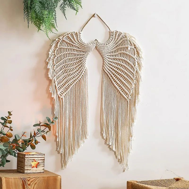 

Angel Wings Macrame Wall Hanging Large Tapestry Boho Kids Room Decor for Bedroom, Wedding, Office, Living Room Gift for Girls