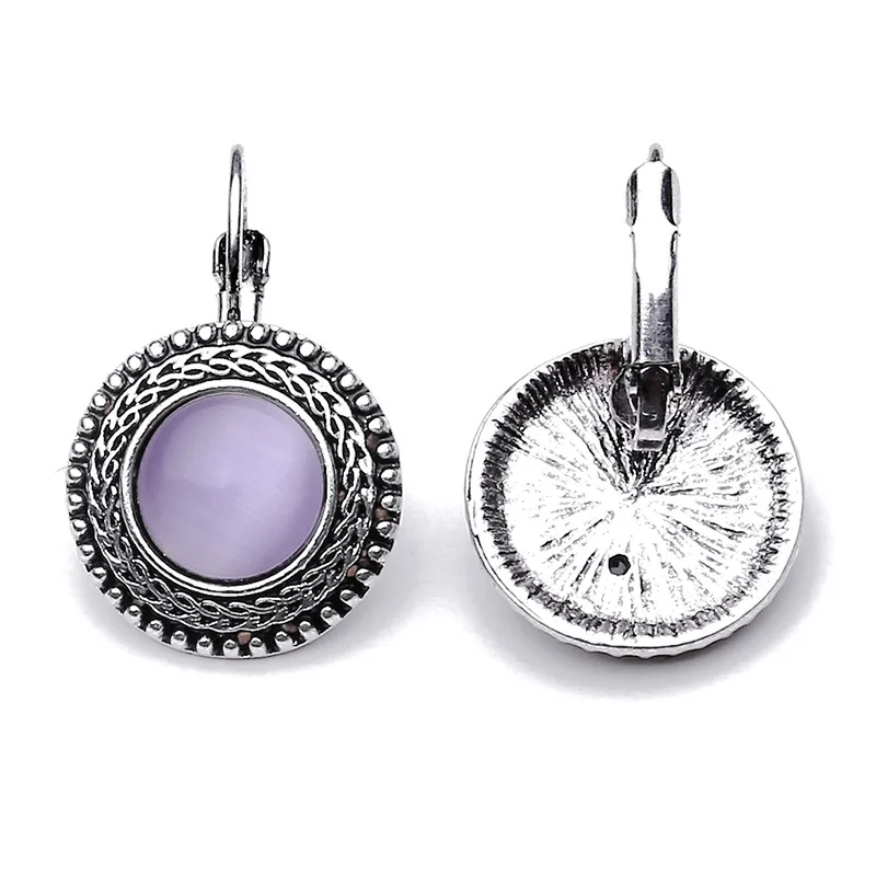 Богемные большие серьги-капли для женщин, винтажные тибетские висячие серьги, круглые серьги с синим и черным камнем, аксессуары для одежды