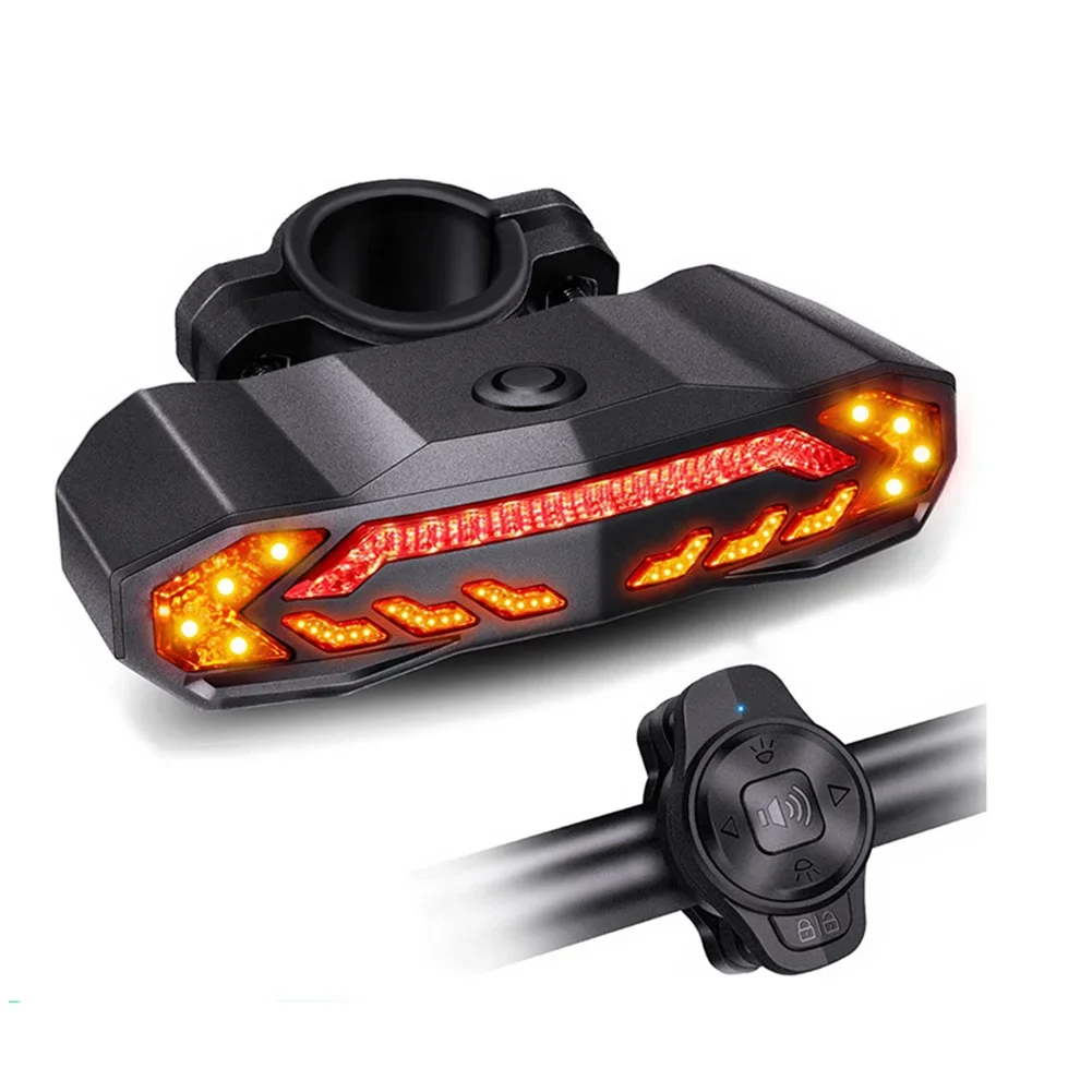 

Bike Motorcycle Taillight Alarm Brake Light with Turn Signals Horn Wireless Waterproof Remote Control Bicycle Rear Light