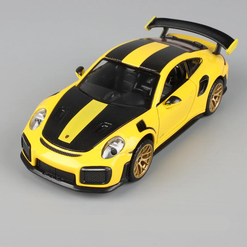 Porsche 911 GT2 RS 1:32, coche deportivo de aleación, coche de carreras de Metal fundido a presión, modelo de simulación de luz de sonido, colección