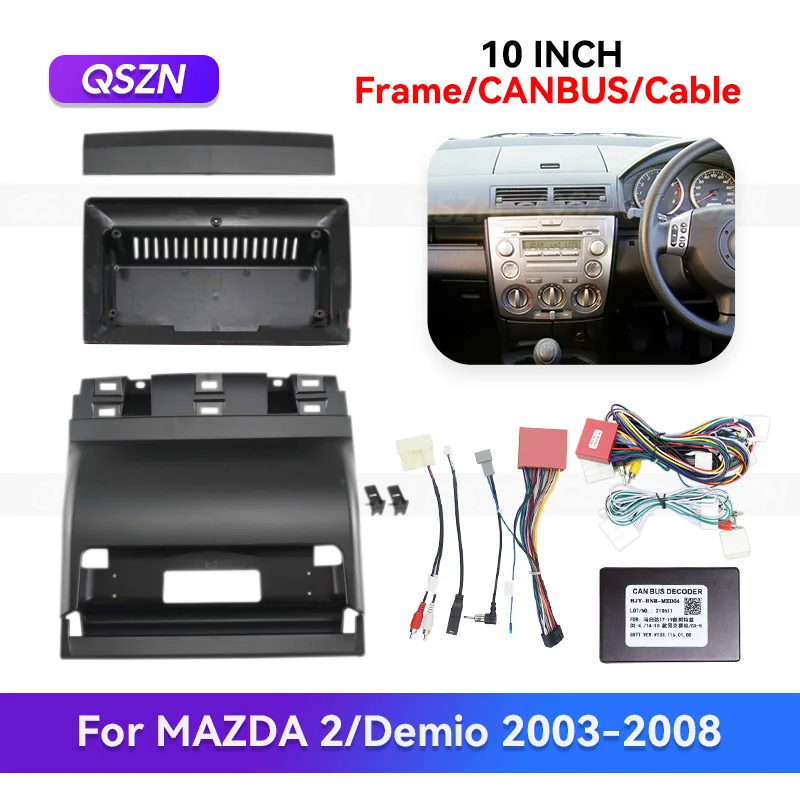 

QSZN для Mazda 2 Demio 2003-2008 годов, автомобильный радиоприемник, лицевая панель, монтажная панель DVD, панель установки, мультимедийный кабель Android CANBUS