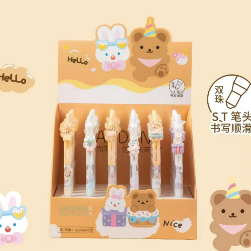 36-ピース-ロットかわいいウサギクマ動物プレスゲルペンかわいい-05-ミリメートル中性ペン学校筆記用品プロモーションギフト