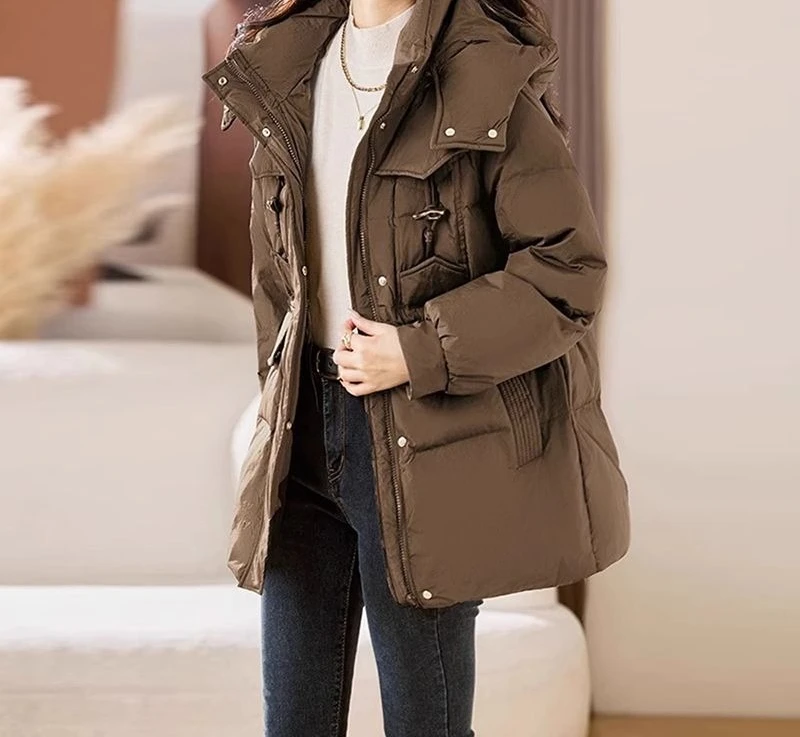 Manteau d'hiver épais mi-long haut de gamme rembourré en coton pour femme, nouvelle collection 2025