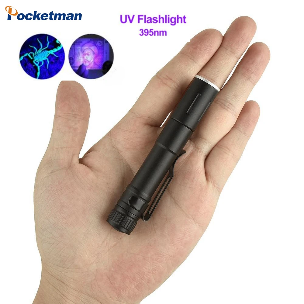 

Powerful UV Flashlight Zoomable 395nm Ultraviolet with Pen Clip Hand Lamp Mini Fluorescent Light for Detecting Urine Stains