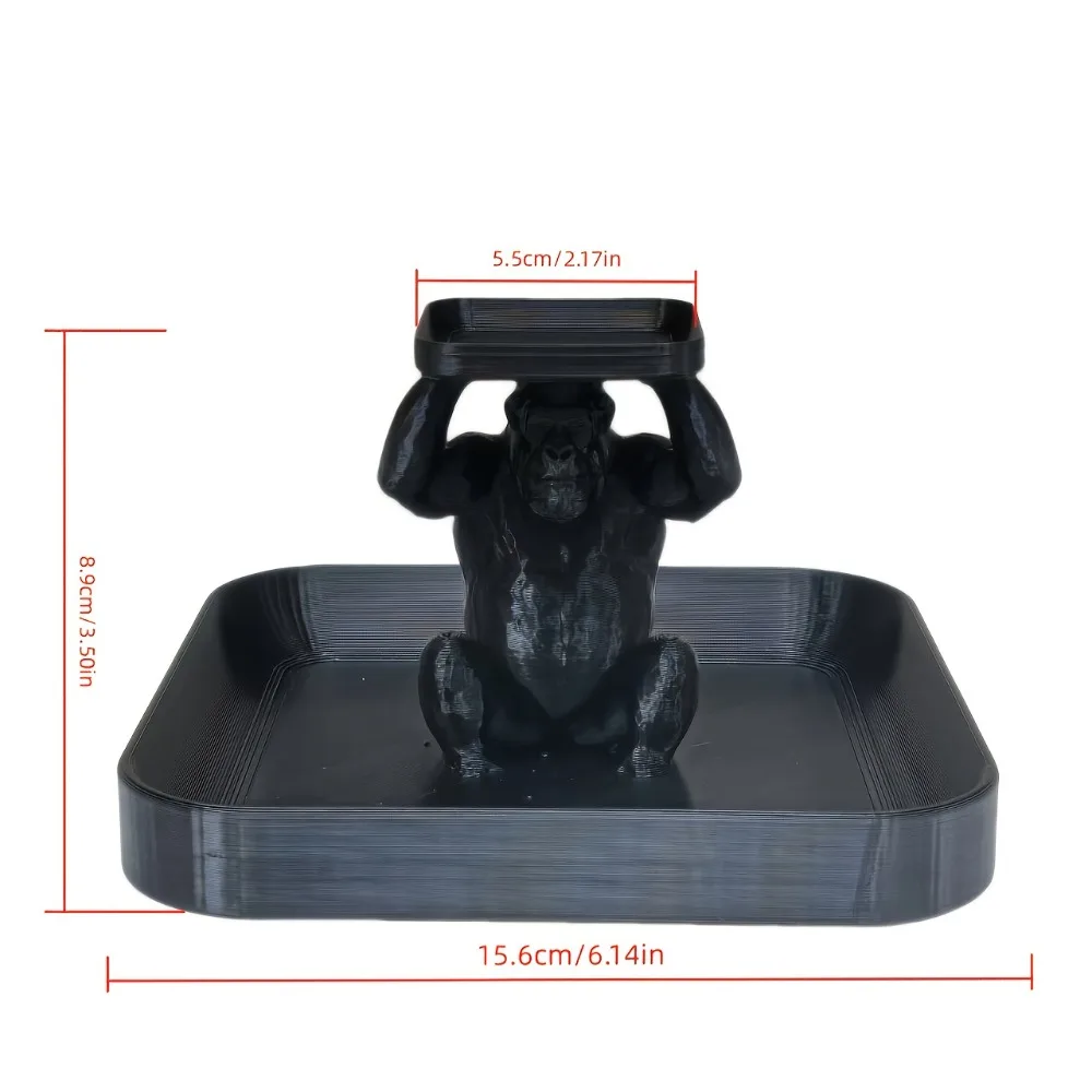 A Gorilla Statue Tray Decoration, Perfect for Storing Keys, Wallets, Jewelry, Jewelry, and Other Decorative Accessories. It Can