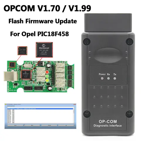 오펠 2021용 OPCOM V5 OP COM V1.70 V1.99 플래시 펌웨어 업데이트 OP-COM PIC18F458 CAN BUS OBD2 자동차 진단 케이블 도구