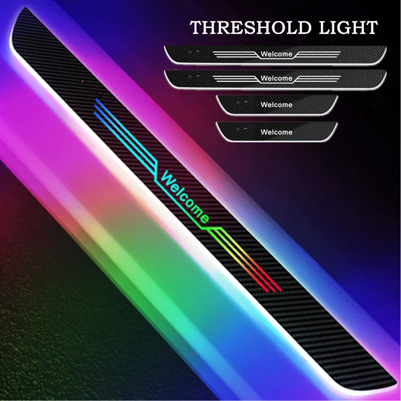 

4PCS Car Door Pedal Welcome Light Illuminated Sill Light USB RGB Welcome Projector Lamp Infrared sensing Threshold Light