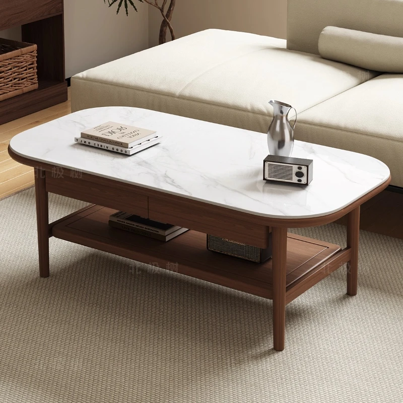 

All solid wood rock slab coffee table living room household small apartment 2025 new balcony minimalist coffee table tea table