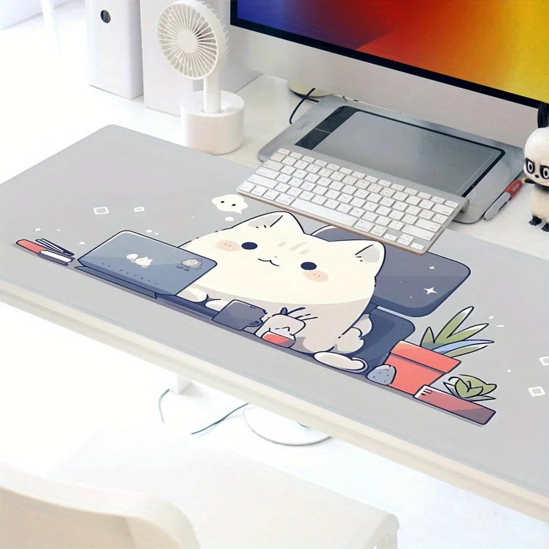 

Cartoon Cute Cat kawaii Mouse Pad Desk Mat with Stitched Edge Rubber anti-slip Durable pc accessories Gaming mat maus pad rug