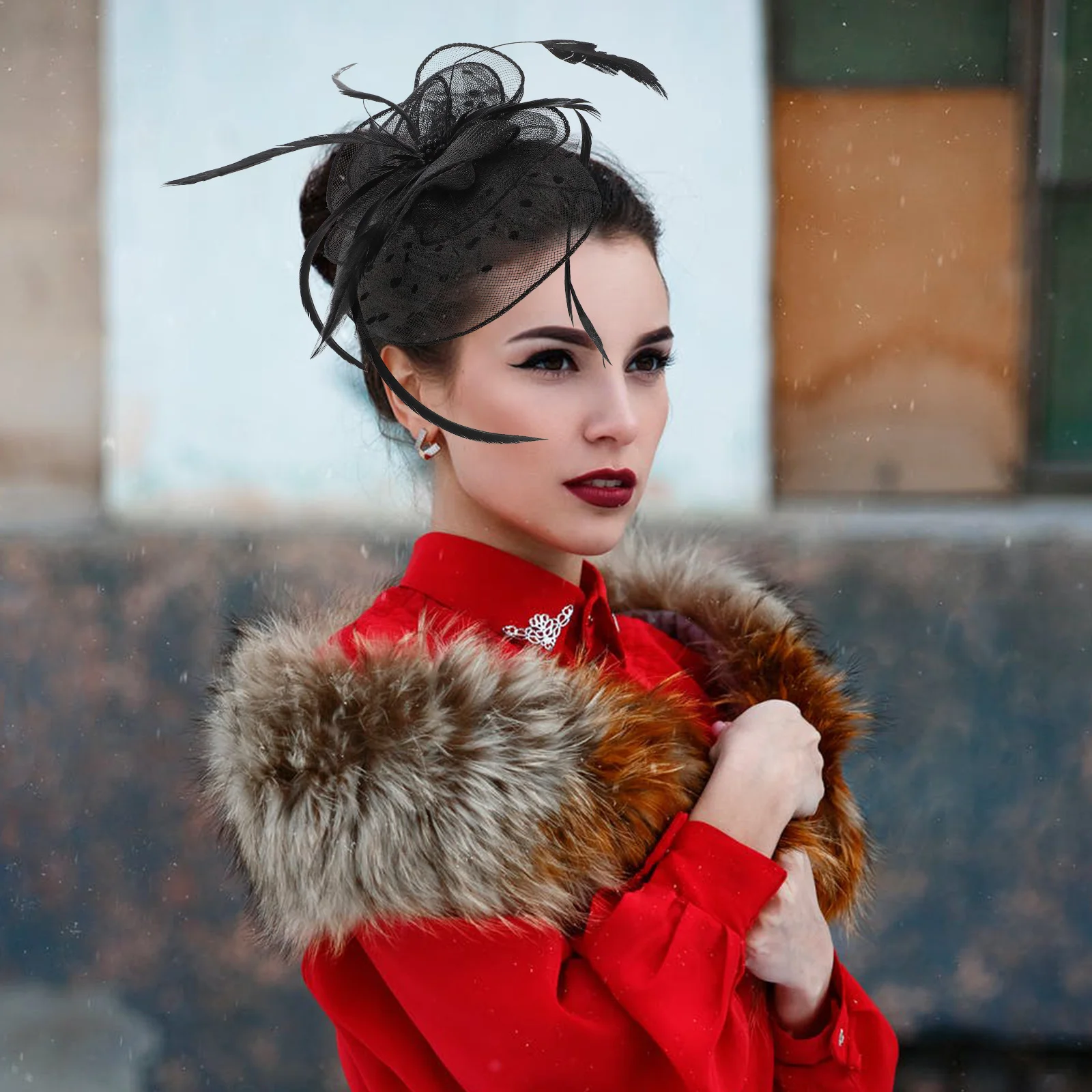 

Girl Hair Accessories Hat for Tea Party Women Ladies Fascinators Hats Headgear Black Clip Bride