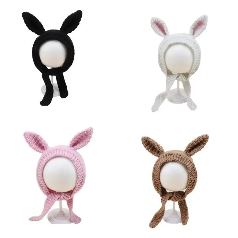 

652F Elastic Windproof Ear Flap Hat Knitted Earflap Hat for Women Men Keep Ear Warm Hat Soft Cold Weather Cycling Supplies