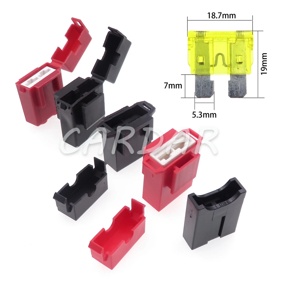 1 Set Standard Ceramics Car Insurance Socket AC Assembly Blade Type Medium Fuse Holder with Crimp Terminals Middle Fuse Box