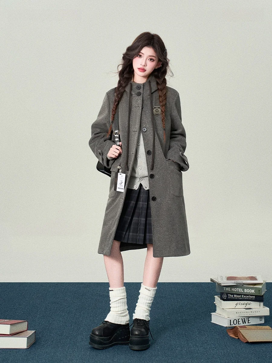 

ay Oversized Coat Women's Hat Rope Sle Ele Versatile Autumn Winter College Sle Coat for Women Online Exclusive