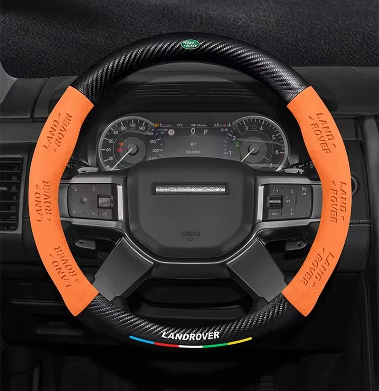 For Land Rover Range Rover SportDiscovery Evoque Velar Freelander Defender Car Anti-slip Suede Carbon Fiber Steering Wheel Cover