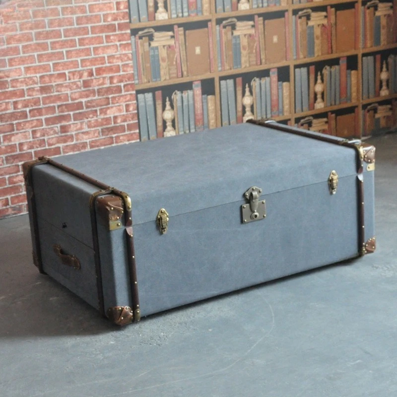 

Vintage furniture LOFT industrial style old box canvas coffee table clothing store decoration