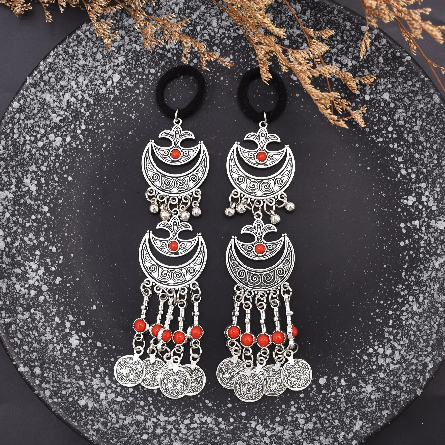Turkish Vintage Metal Indian Hairdress for Women Boho Big Red Blue Stone Statement Gypsy Tribal Jewelry Gift Hair Accessories