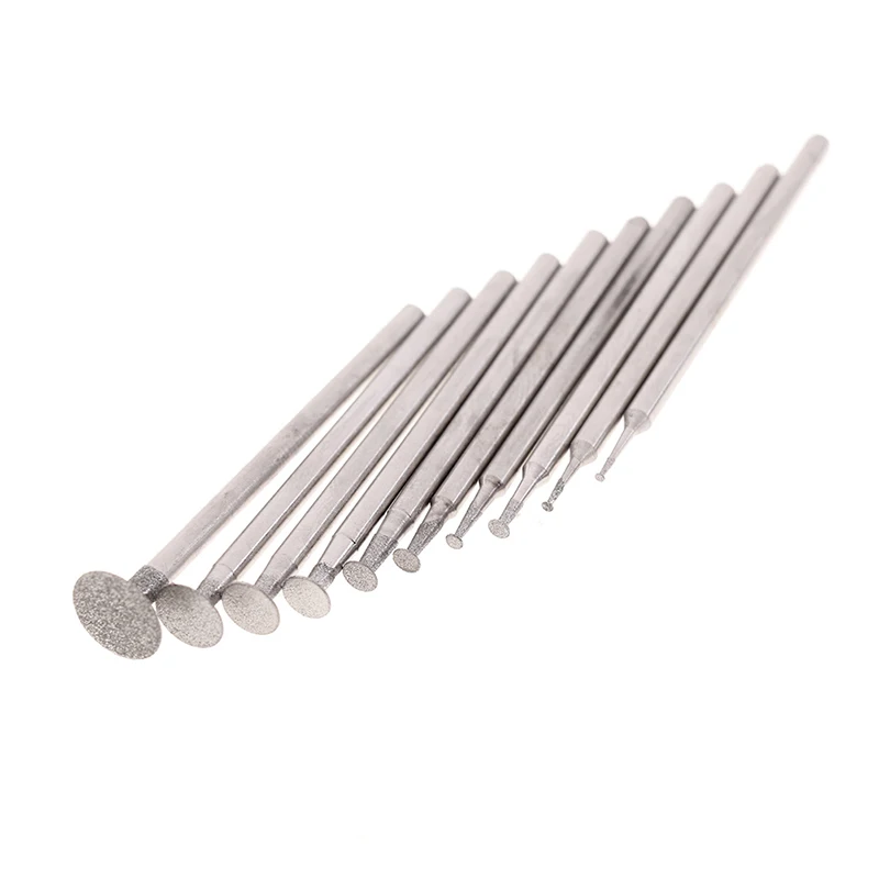 10Pcs 2.35mm Ultra-Thin T Head Shank Mounted Point Stone Jade Carve Polish Engrave Tool Grinding Bit Cone Accessory