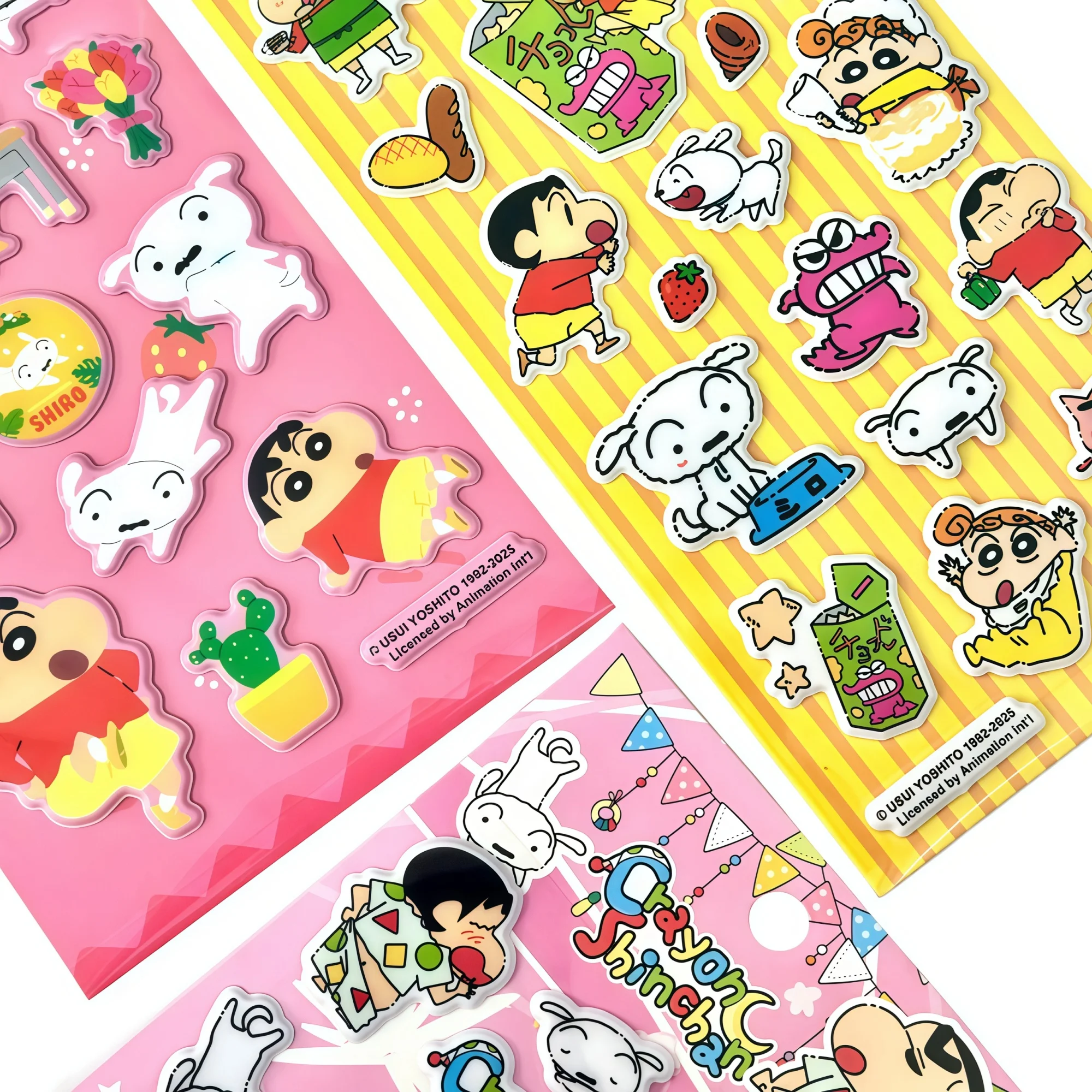 4Pcs Crayon Shin-chan Bubble Stickers Cute Cartoon 3D Stickers Waterproof DIY Phone and Water Bottle Decoration Anime Stickers
